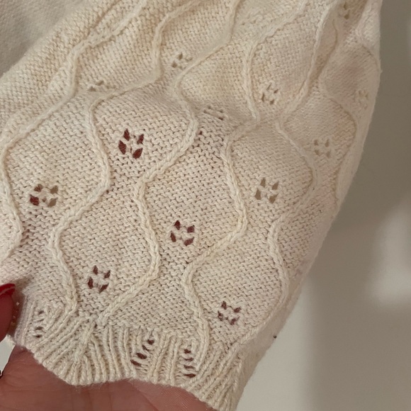Loft • Cream Knit Bell Sleeve Sweater - Picture 6 of 6